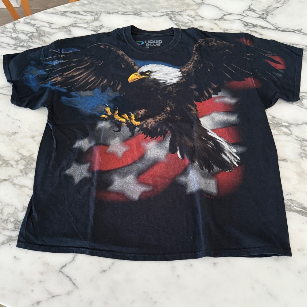 Liquid Blue Eagle Shirt,  All Over Print AOP American Flag Nature Retro Size XXL